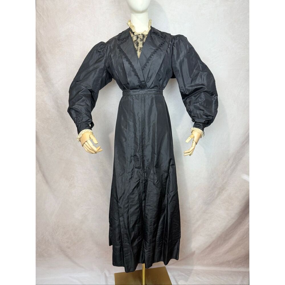 Antique Edwardian Dress 1900s Black M/L Beautiful Condition Victorian Museum 2pc